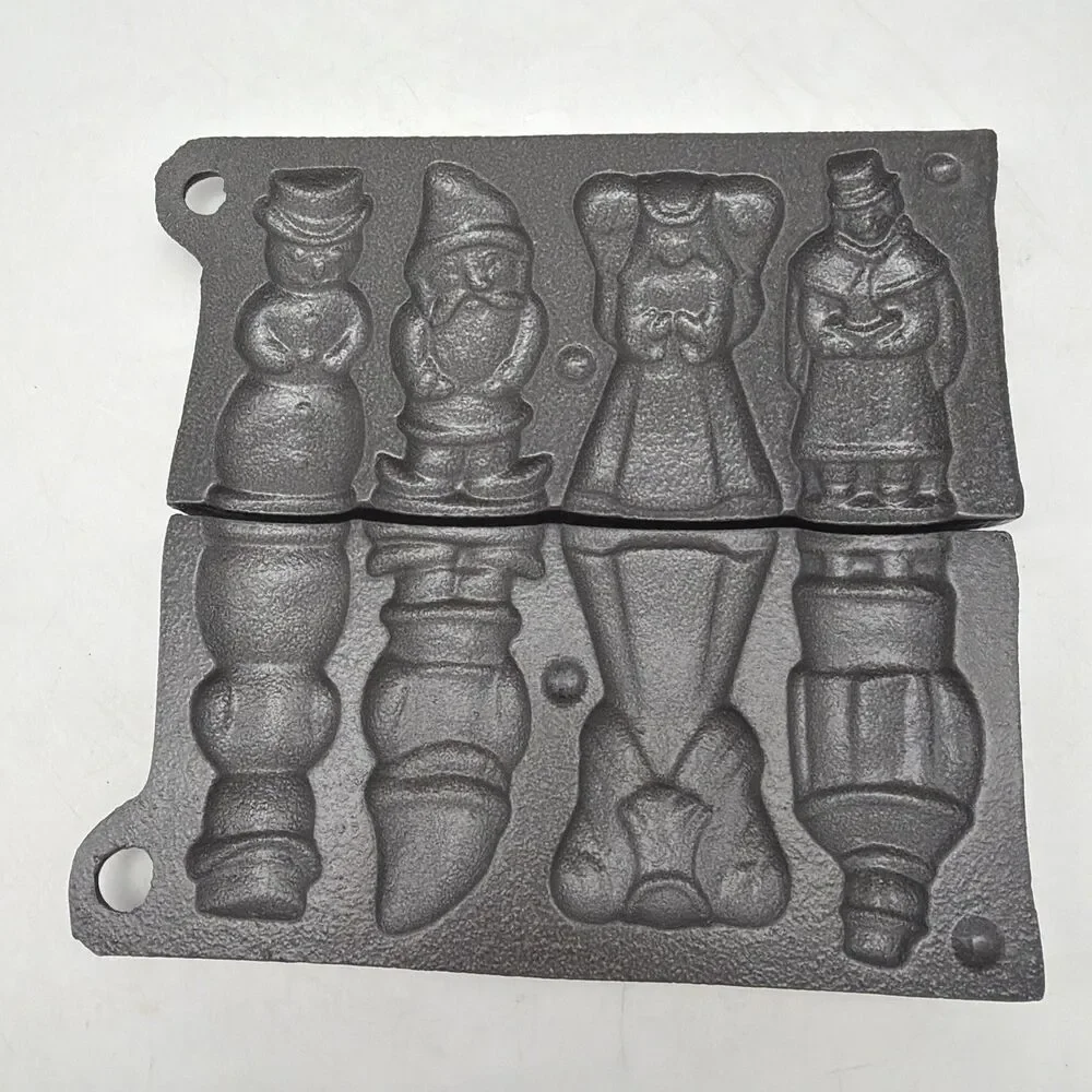 John Wright Cast Iron Candy Mold Christmas Snowman, Angel, Elf, Caroler